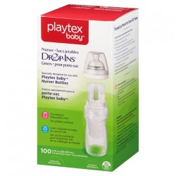 اكياس الرضاعات الشفافة 300مل بلايتكس 100 حبة Playtex Baby Nurser Drop-Ins Baby Bottle Disposable Liners, Closer to Breastfeeding 8 Ounce  100 Count